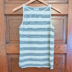 Madewell Gray and White Striped Tank Top